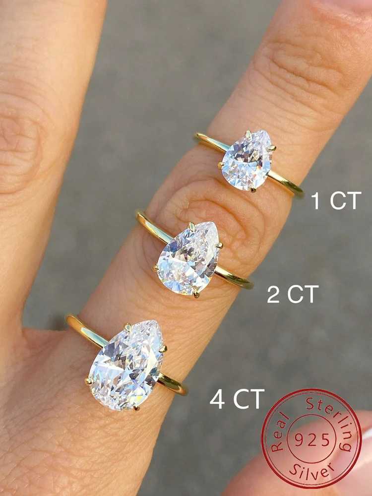 925 Sterling Silver 1-4 CT Zircon Luxury Sparkling Water Drop She Ring For Women Engagement Wedding High Quality Fine JewelryXJ250514