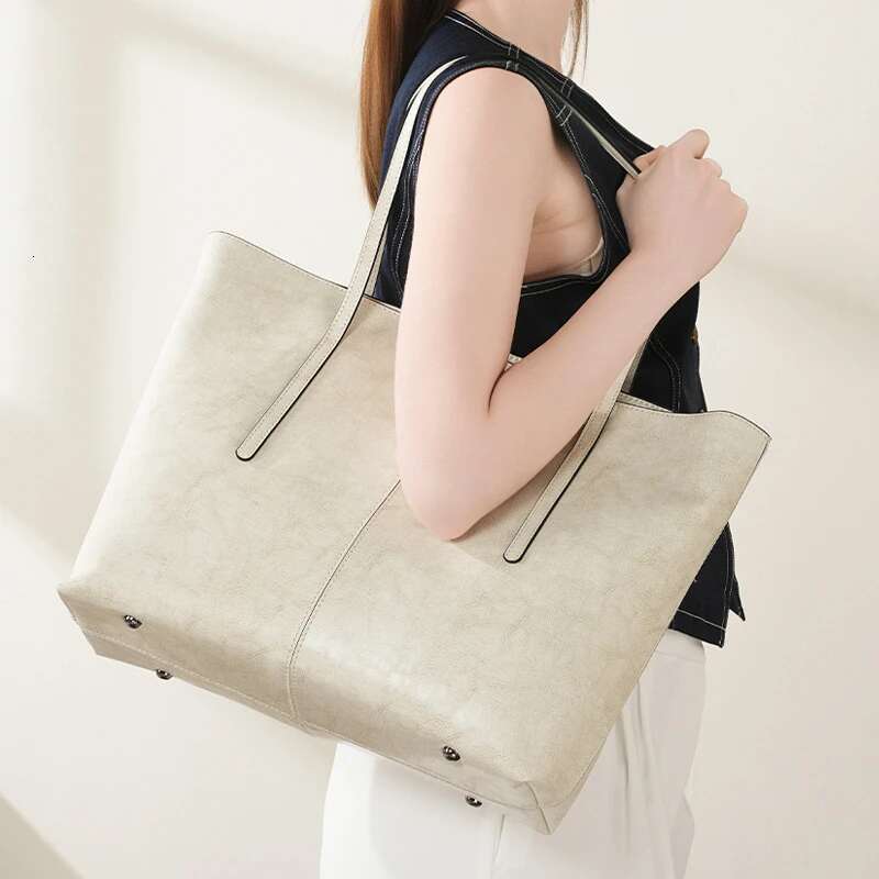 Toptrends Cowhide Genuine Leather Large Tote Shoulder Bags For Women 2025 Designer Laptop Shopper Work Ladies Handbags