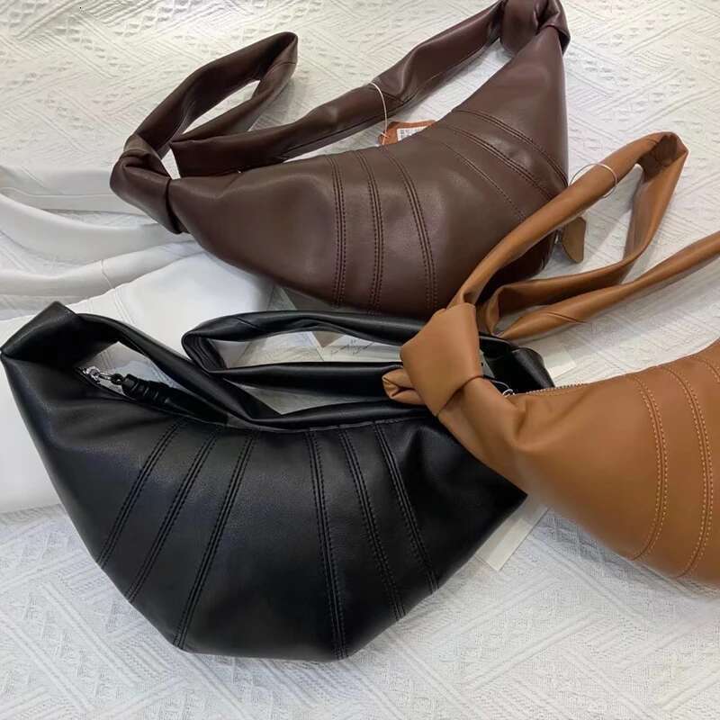 2025 Niche Design Leather Thread Shoulder Deluxe Croissant Shaped Crossbody Soft High Quality Business Hobo Bag
