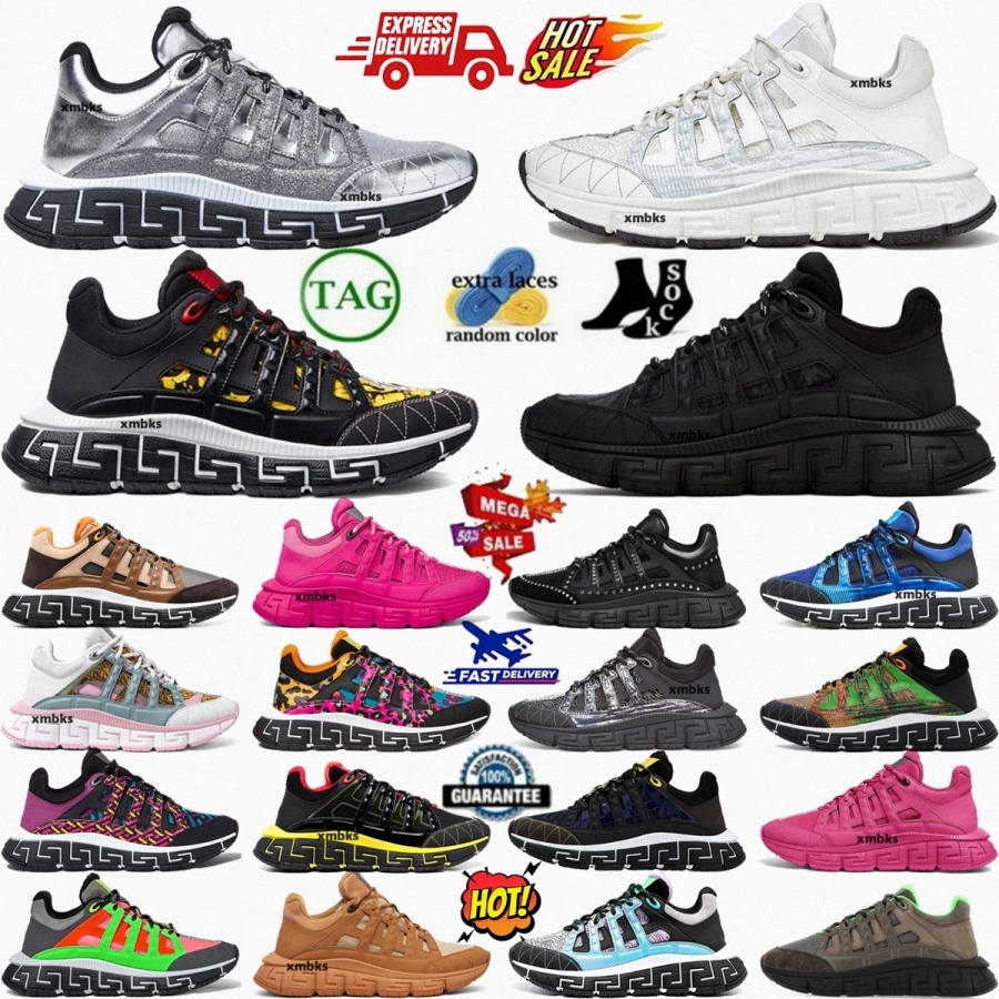 Designer Trigreca Barocco Shoes Print Black Trainers White Sneaker Gold Sparkling Silver Sneakers Womens Mens Grey Blue Red Pink Green Glitter Sh