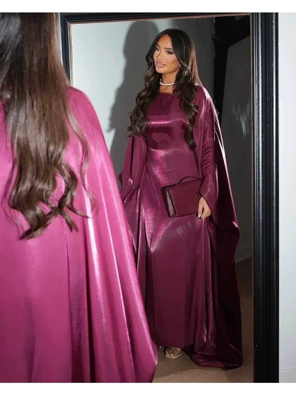 Eid Muslim Dress Women Abaya Eid Silky Party Dresses Bat Slve Arab Robe Dubai Islam Vestidos Largos Ramadan Jalabiya 2025 X250514