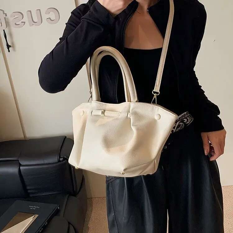 Brand Cloud Dumpling Drawstring Design Women's Adjustable Shoulder Strap Crossbody Handbag Textured Underarm Bag