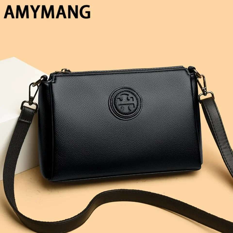 PU Leather Crossbody For Women 3 Layers High Quality Brand Design Zipper Solid Color Pattern Casual Daily Use Shoulder Bag