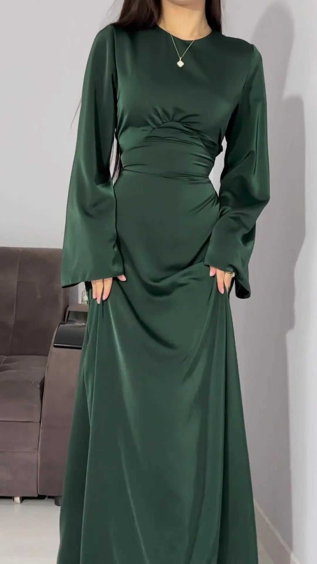 2025 Spring Satin Women Long Dress White Long Sleeve Lace Up Solid Bodycon Dress Female Summer New Fashion Elegant Lady ClothesXJ250514