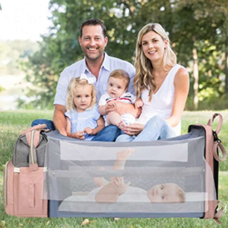 Ultimate Mommy for Travel - Large-capacity Foldable Backpack with Crib Bed and Diaper Bag
