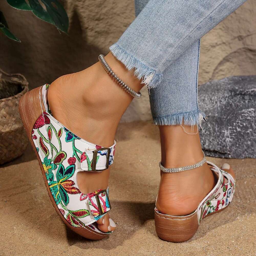Orthopedic Wedge Heels Sandals Summer New Fashion Buckle Shoes for Casual Beach Slippers Home Slides Women