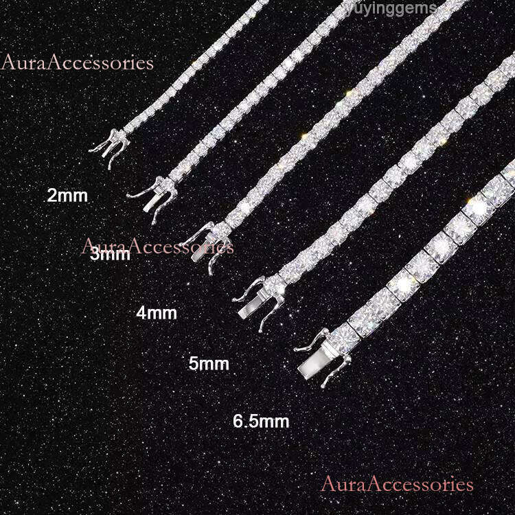 Ready to Ship Pass Dia Tester 2mm--6.5mm S Sier Women Men Fashion Bracelet GRA Moissanite Tennis Chain