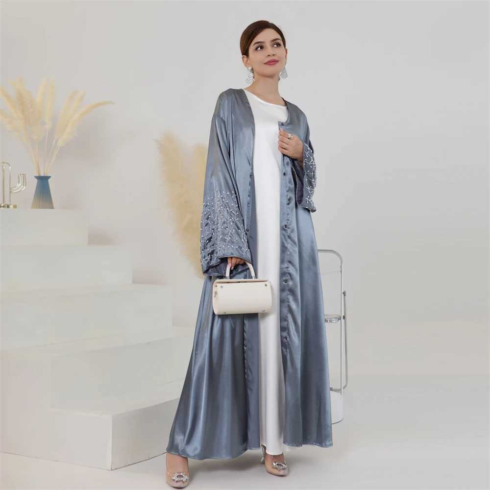 Muslim Beaded Dress Dubai Turkey Kaftan Eid Ramadan Islamic Jalabiya Kimono Cardigan Arabic Open Abayas Femme Musulman Vestidos X250514