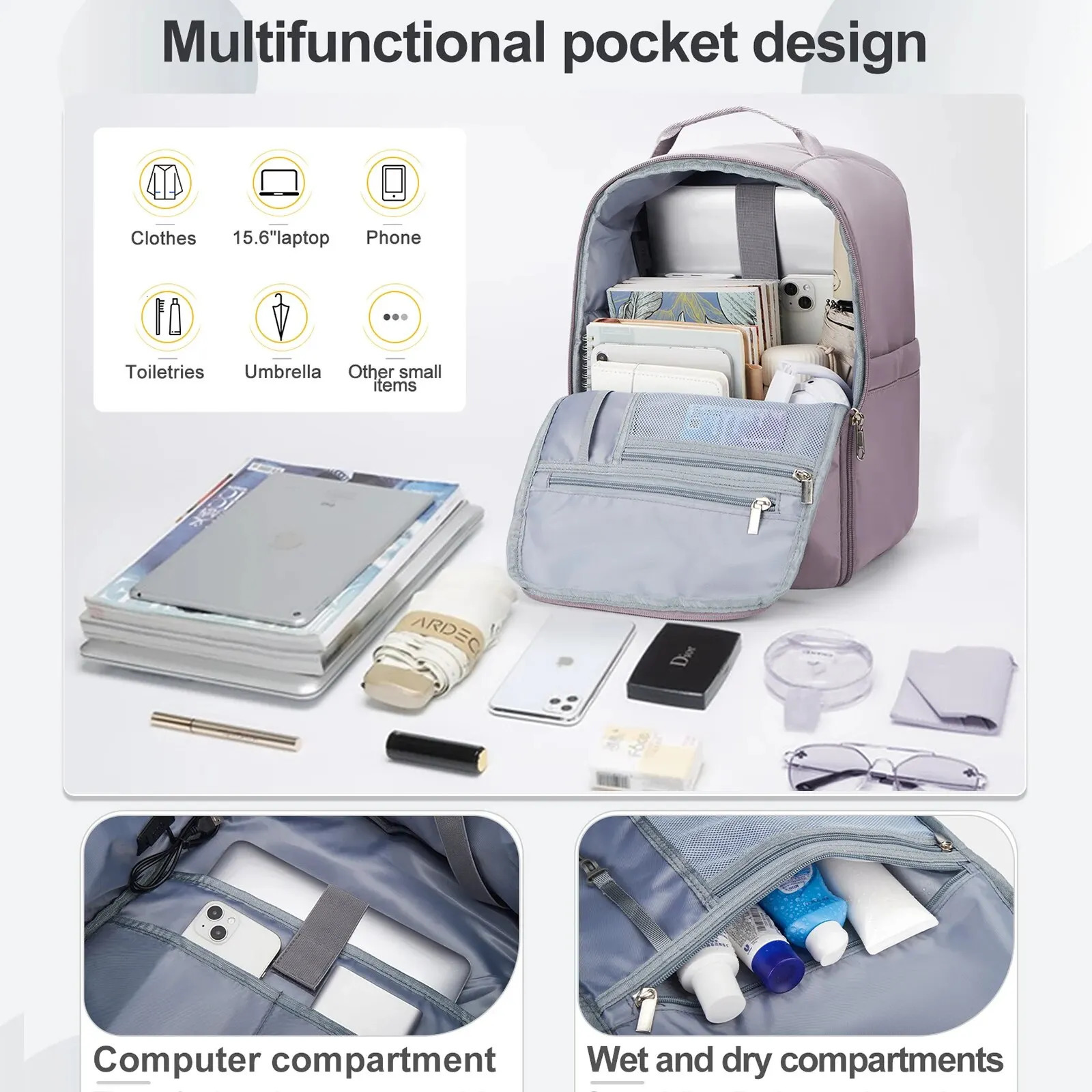 Likros Hand Luggage Backpack for Ryanair 40x20x25 Cabin Bag Easyjet 45x36x20 Lightweight Aeroplane CarryOns Travel 250514