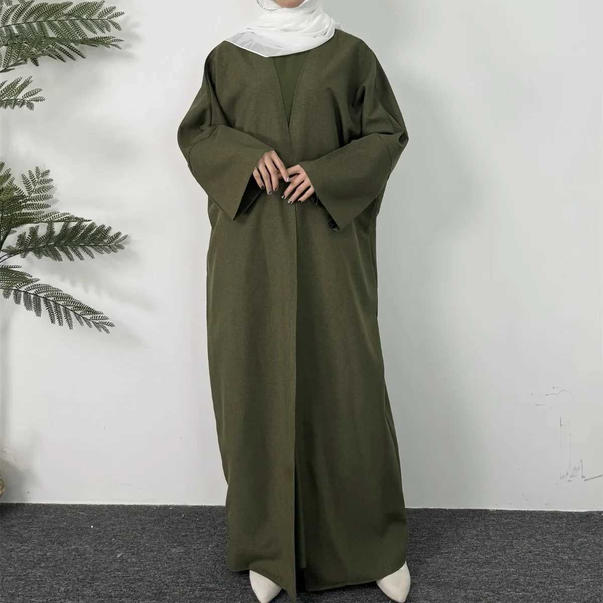 Muslim Open Front Abaya Long Slve Maxi Length Dress Womens Clothing Muslim Cardigan Abayas Out Kaftans Women Jilbabs X250514