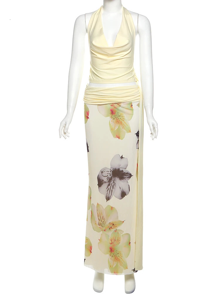 Weird Puss Elegant Women 3 Piece Set Stack Trend Holder TopsSplit Tassel TasselFlowers Mesh Skirts Matching Vacation Clubwear 250514