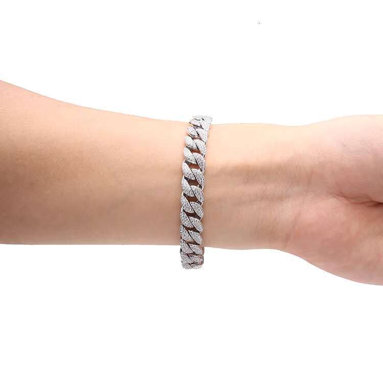 11mm hot selling Hiphop jewelry covered with CZ sier Cuban link chain bracelet