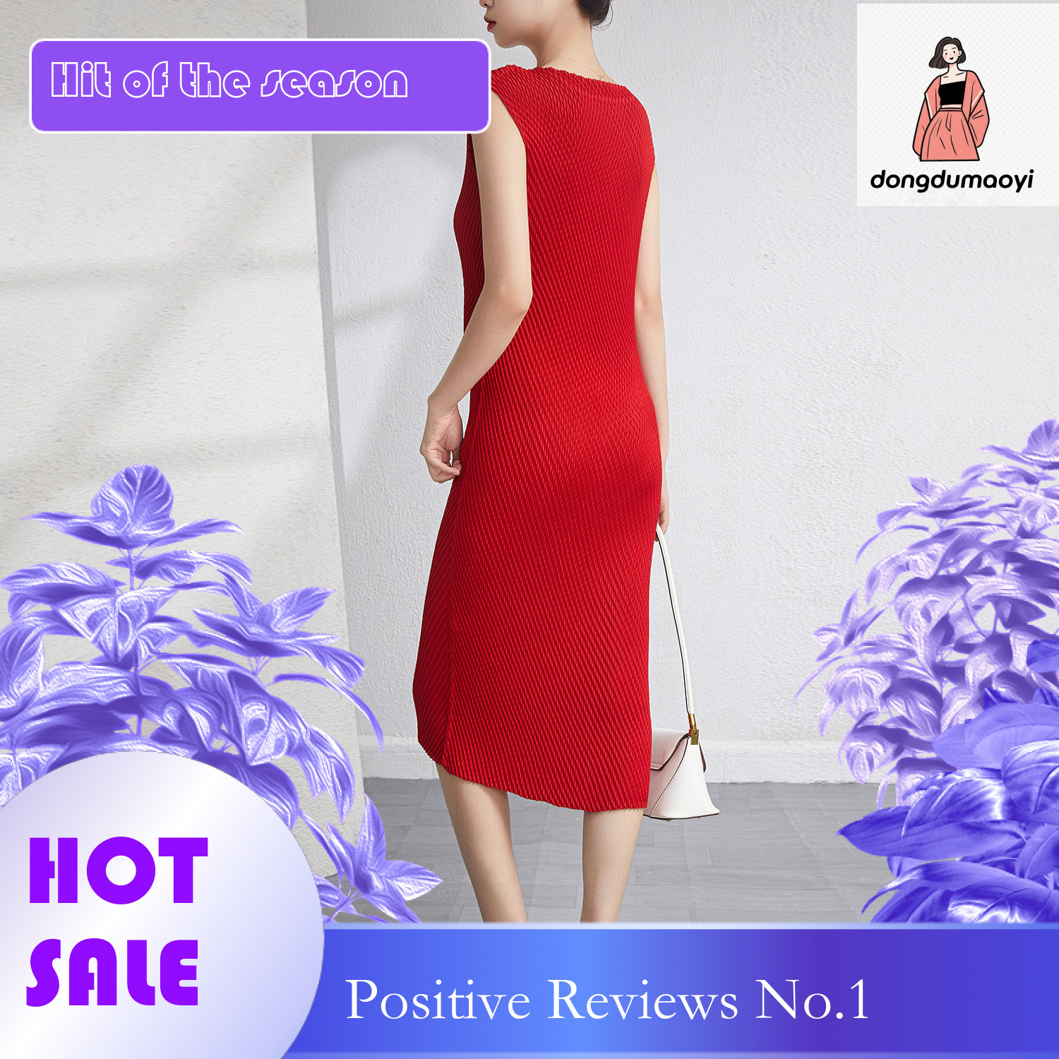 dongdumaoyi Miyake mainline fish scale pleated elegant sleeveless slim fit dress new niche waist cinching slimming mid length vest
