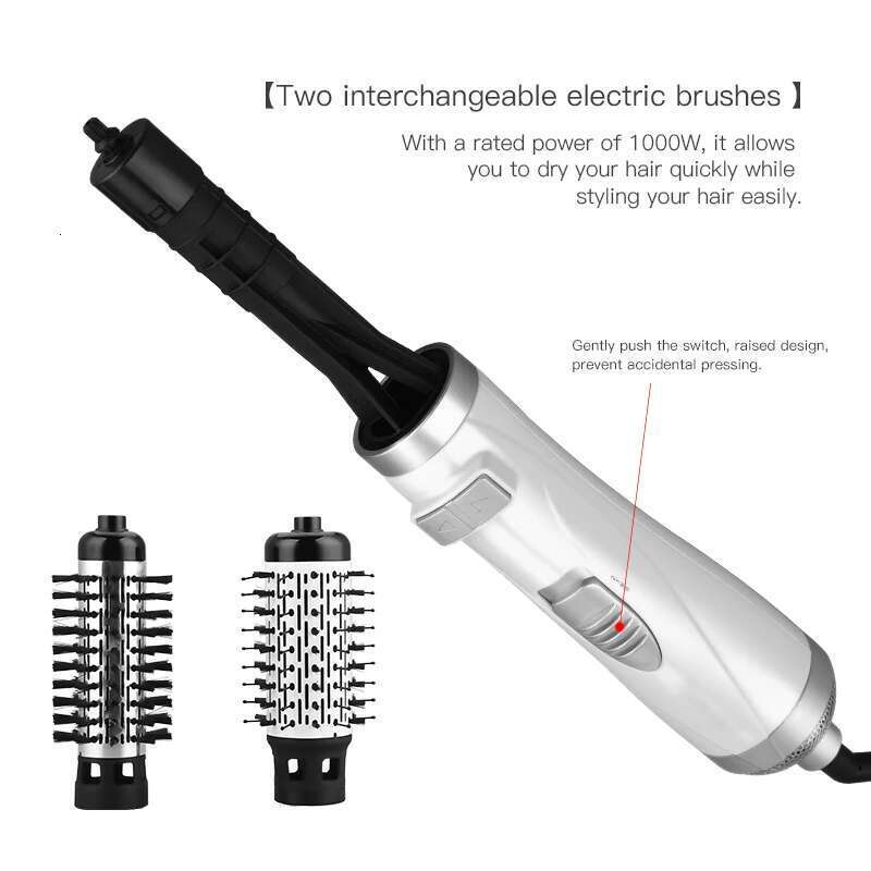 Three-in-one rotary electric straightener, curling iron, dryer, hot air comb, negative ion hair brush