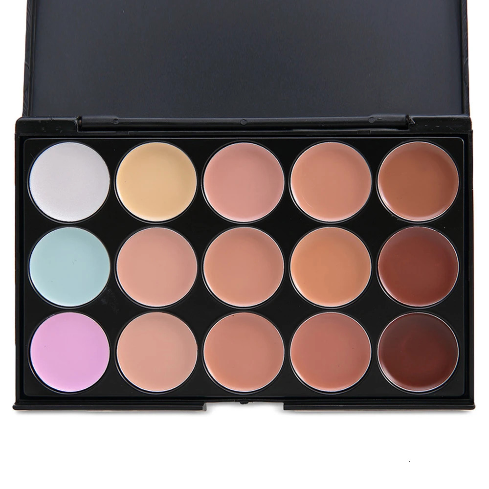 POPFEEL Concealer Palette Kit 15 Color Facial Camouflage Concealer with Sponge Puff 250512
