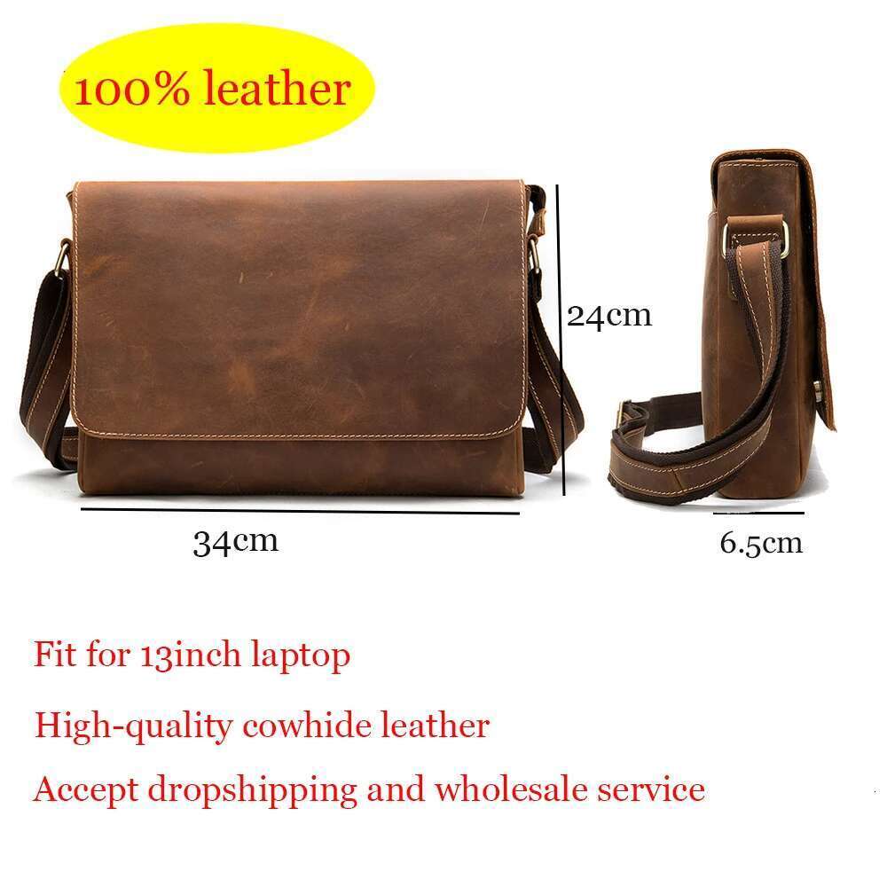 WESTAL 13inch Computer Crazy Horse Leather Men's Briefcases Laptop Bag Office for Men Cover Shoulder Messenger Bags