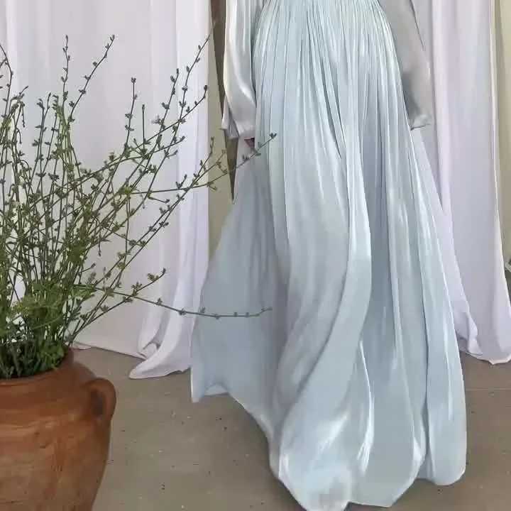 Muslim Dresses Women Eid Ankle Length Maxi Dress Kaftan Dubai Arab Gorgeous Vestidos Loose Fit Party Spring Prom Folds 2025 X250514