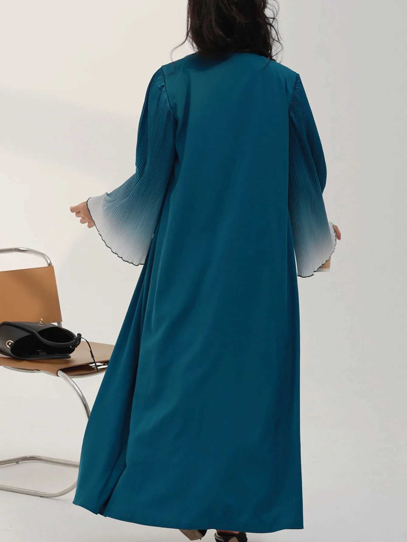 Elegant Abaya Muslim Flare Slve Casual Arabian Middle-East Open Front Abayas Turkey Kaftans Women Jilbabs Islamic Maxi Dresses X250514