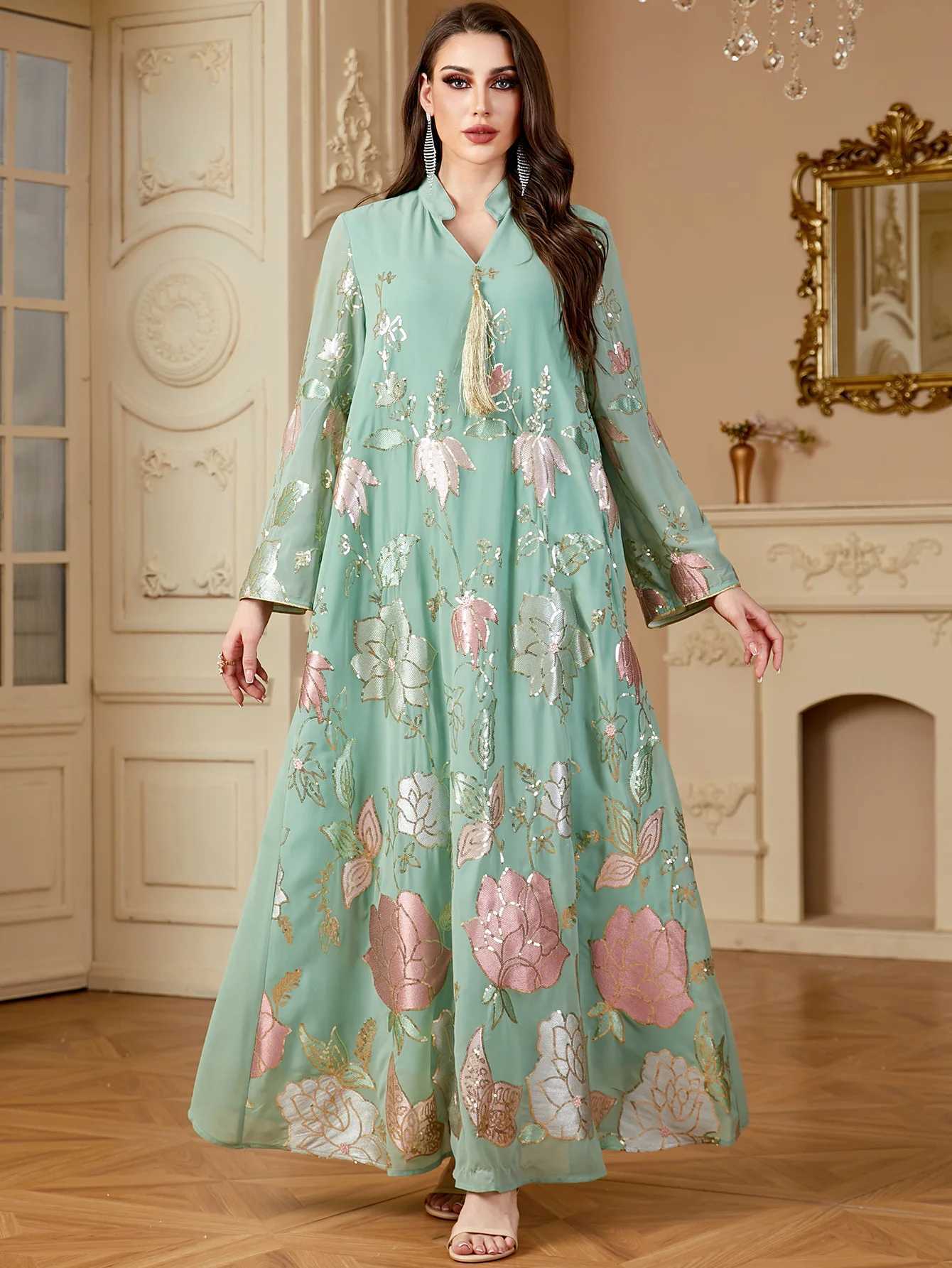Ramadan Floral Print Abayas for Women 2025 Eid Mubarak Djellaba Caftan Morocco Femme Musulmane Jalabiya Muslim Dress Abaya Gown X250514