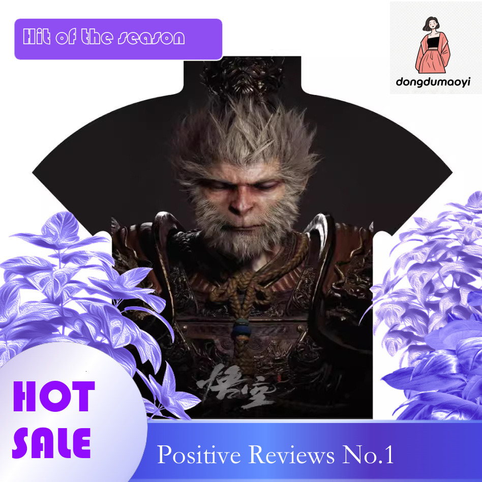 dongdumaoyi Black Myth Wukong Pleated Top Dream World China-Chic Sanzhai 3D Printed Short Sleeve T-shirt