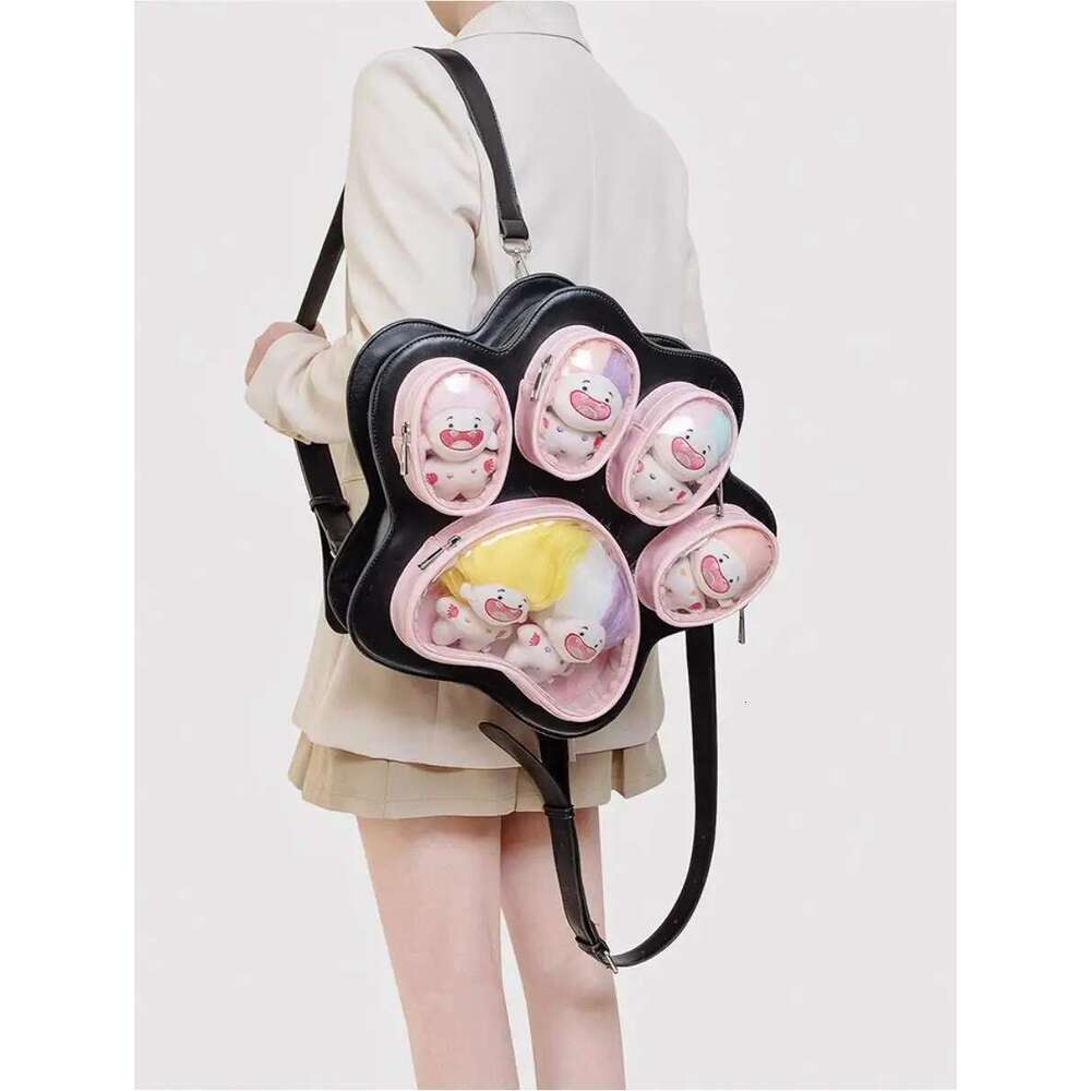 College Dog/Cat Claw Shape Pain Cartoon Large Capacity Adult Backpack Unisex School Bag Doll