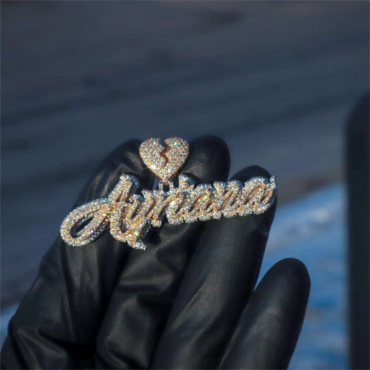 Custom Name Letter Pendant Iced Out Real S925 Silver 9k 10k 14k 18k Solid Gold Moissanite Diamond Initial Pendant