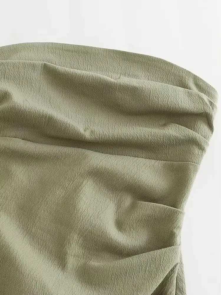 Tube Top Pleated Women Dresses Sexy Sleeveless Backless Slim Lady Dress 2025 Fashion Summer Solid Hip Package Female Long DressXJ250514