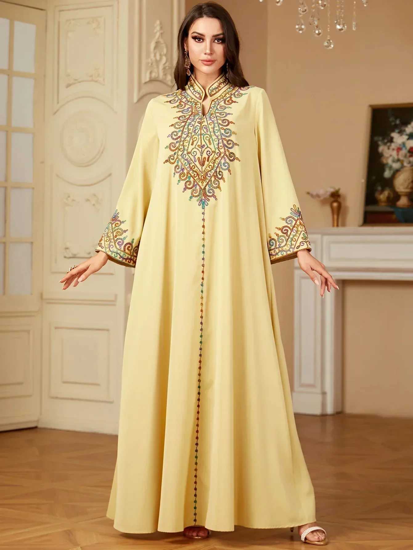 Embroidered Abayas for Women Muslim Evening Eid Party Dress Kaftan Dubai Turkey Robe Arabic Islam Jalabiya Caftan Marocain Femme X250514