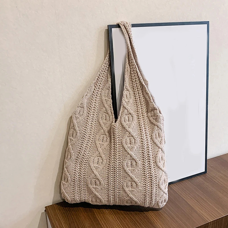 Shoulder Bags Fashion Casual Crochet Shopping Tote For Women Hollow Out Knitted Beach Bag Large Capacity Handbags 250514