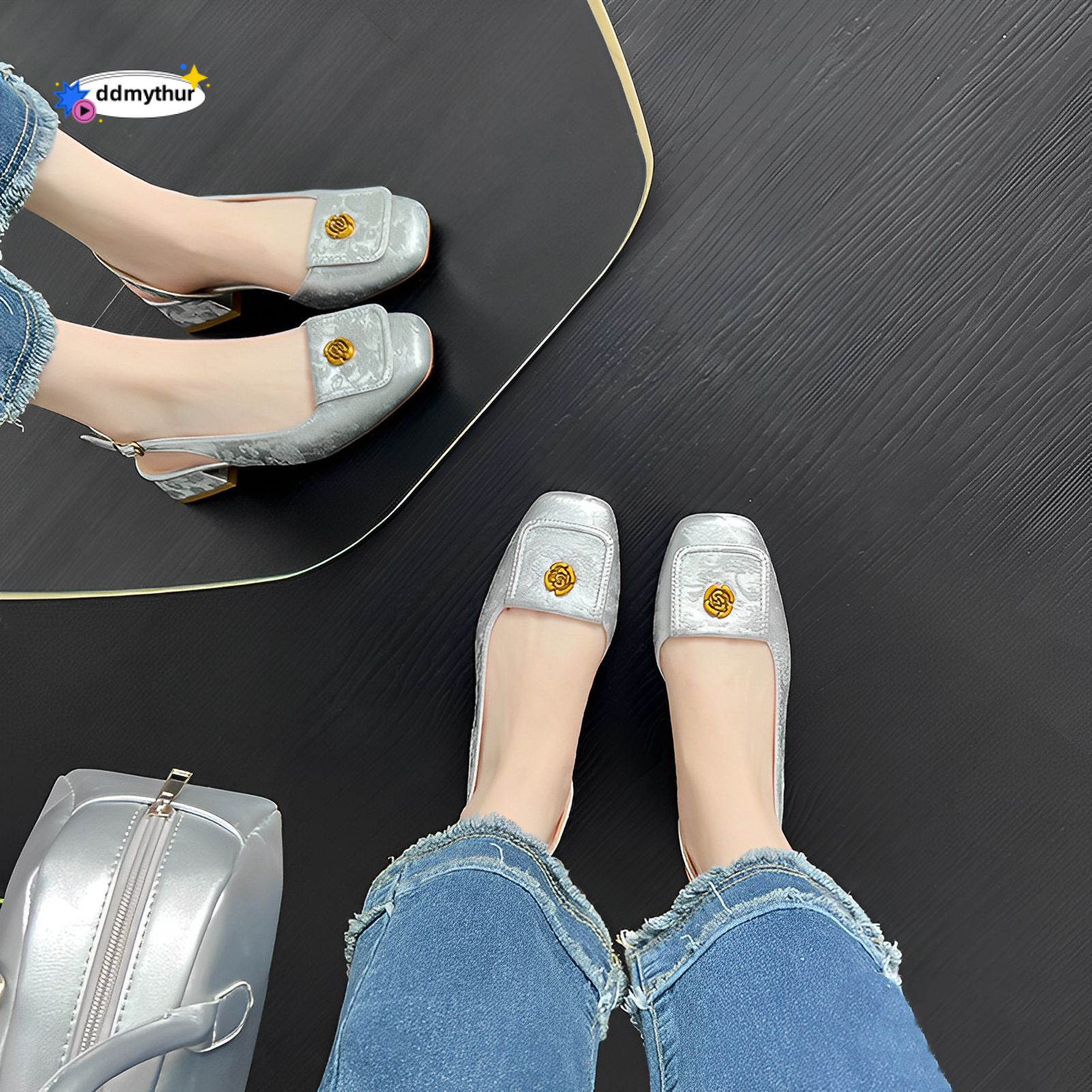 Genuine leather~Exquisite and luxurious Chinese style camellia toe cap sandals for women's summer 2024 new mid heel evening shoes ddmythur