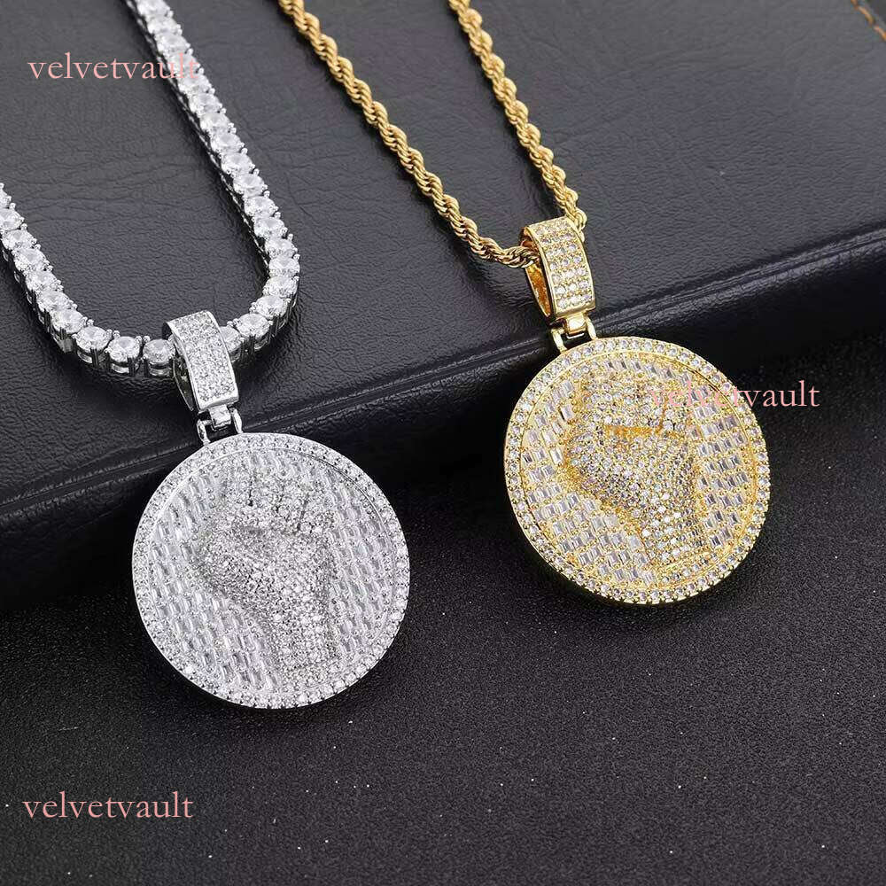 Hip Hop Iced Gold Plated Fist Coin Pendant Necklace