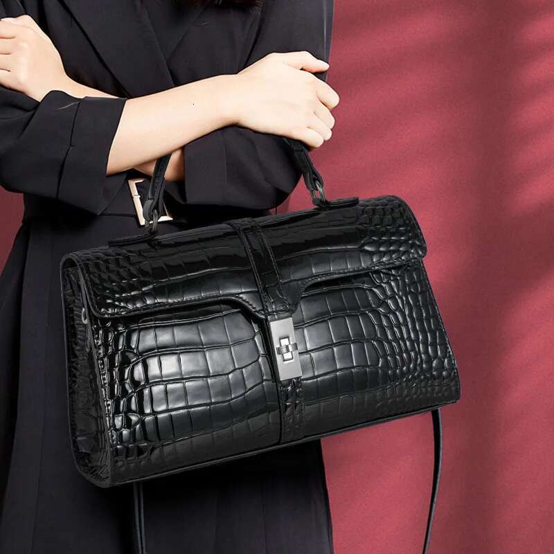 Aidrani Genuine Leather Fashion Handbag 2024 Crocodile Pattern Large Capacity 100% Cowhide Women's Bag