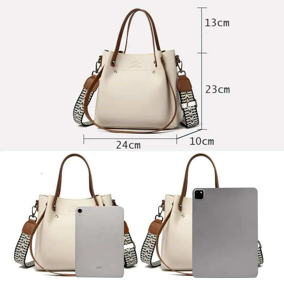 Genuine High Quality Leather Shoulder Crossbody Bags for Handbags Women Large Capacity Soft Tote Messenger Bag