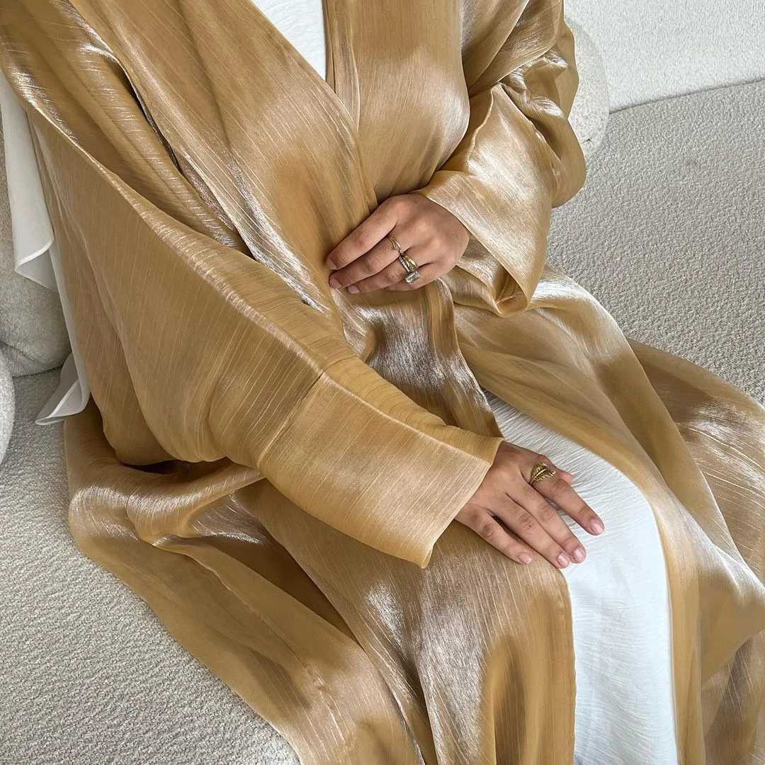 Shiny Abayas Women Muslim Dress Eid Dubai Kimono Abaya Turkey Kaftan Ramadan Ka Caftan Marocain Femme Robe Islam Jalabiya X250514
