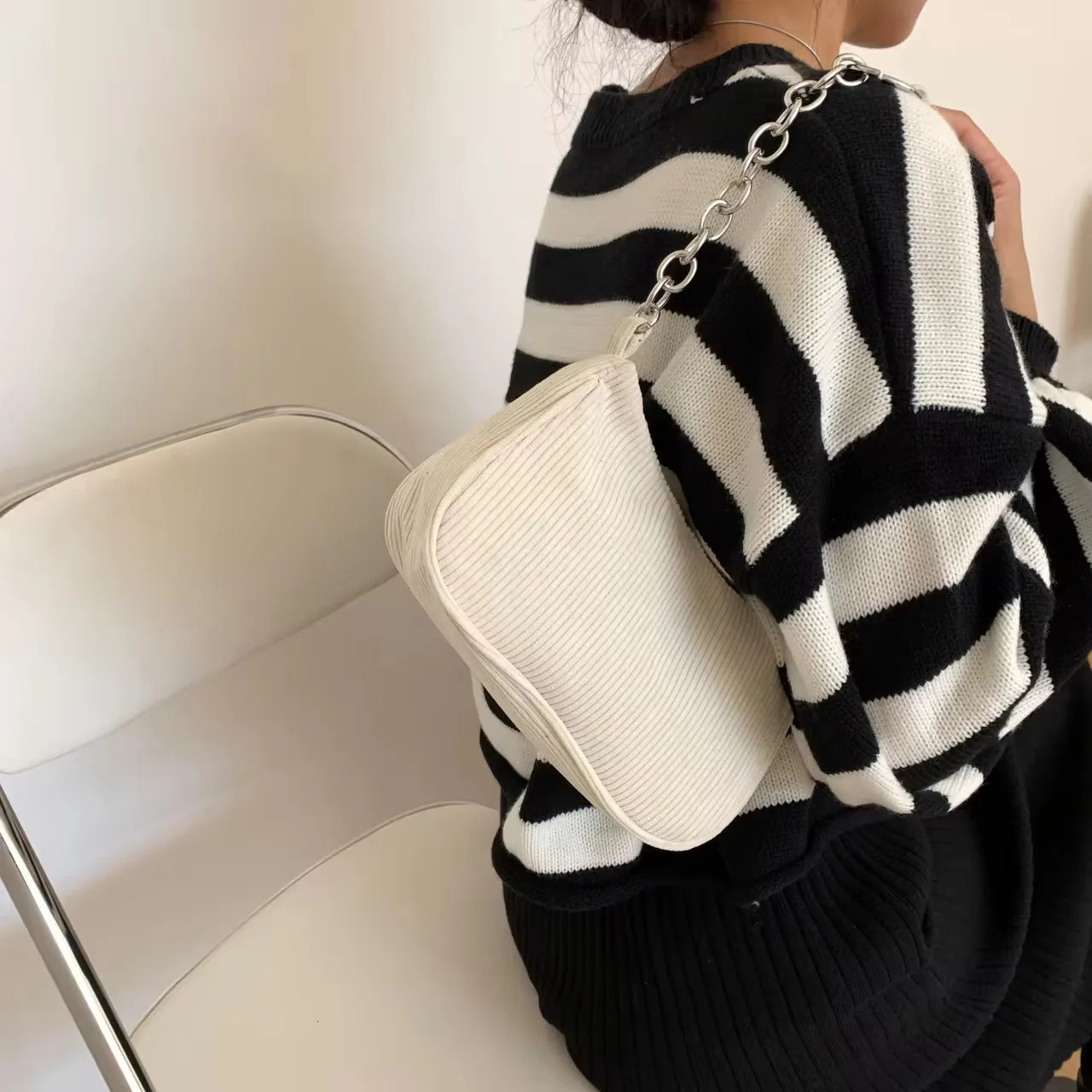 Fashion Vintage Women Handbags Corduroy Underarm Bag Casual Shoulder Bags Solid Color Zipper Female Handbag 250514