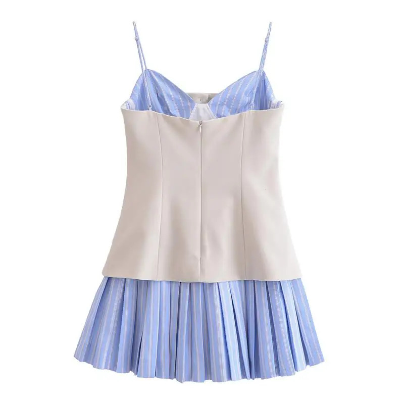 Dresses Womens Summer Chic Patchwork Tube Top Slim Mini Elegant Holiday Dress Street Fashion Youth 250514