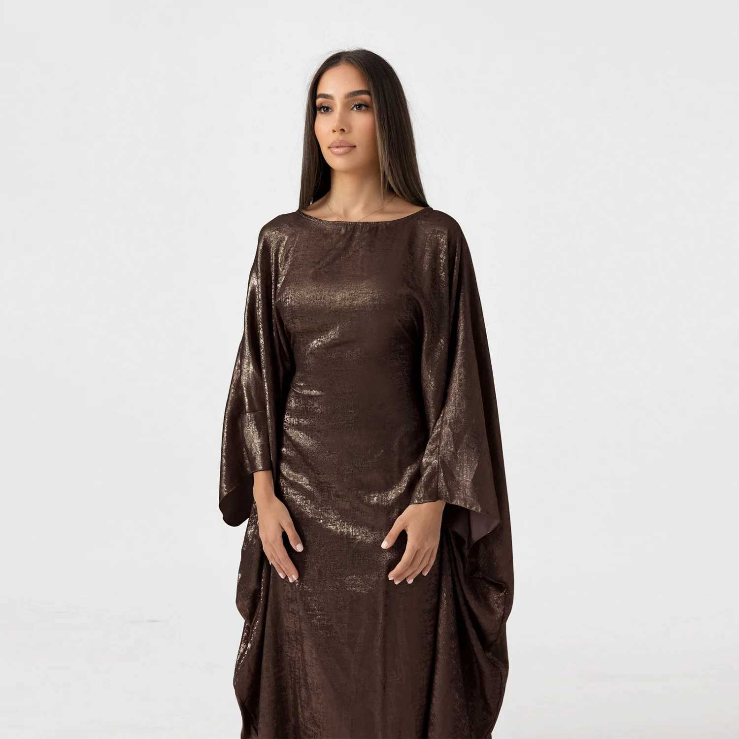 Shiny Batwing Satin Maxi Abaya Dubai Luxury 2024 Abayas For Women Muslim Kaftan Dress Islam Caftan Marocain Femme Long Robes X250514