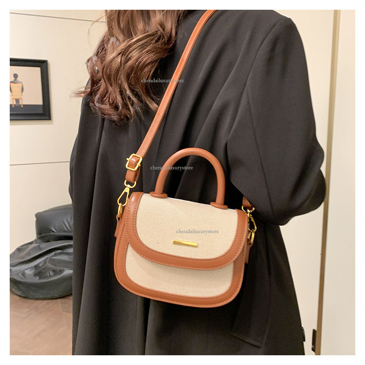 2025 Free Shipping Designer Bag Women's Handheld Fashion Color Contrast Splicing Single Shoulder Crossbody Bag Square Flip Bag Daily Portable Mak