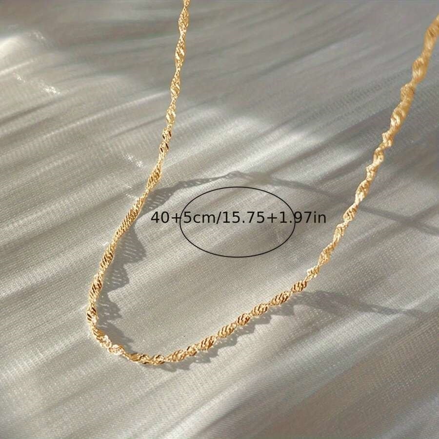 Jewelry fashion temperament twisted water wave women's extremely simple plain lock bone chain necklace accessories