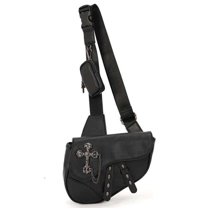 Annmouler Fashion Men's Handbag Saddle Purse Pu Leather Shoulder Designer Crossbody Cool Chest Bag