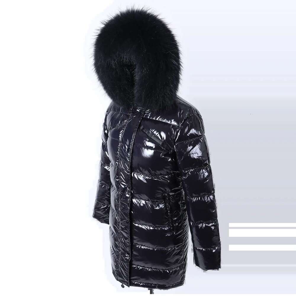 Maomaokong Winter Waterproof Jacket Women Real White Duck Down Lining Coat Natural Raccoon Fur Collar Warm Black Down Jacket