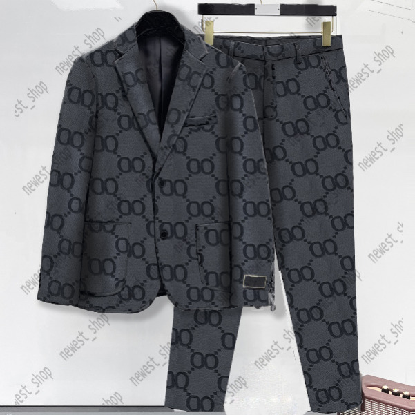 Designer Mens Suits Blazers Western Style Clothing Jacquard Blazer Big Classic Gu MONOGRAM Autumn Luxury Outwear Dark Gray Slim Fit Letter Dress Suit Pants 4XL