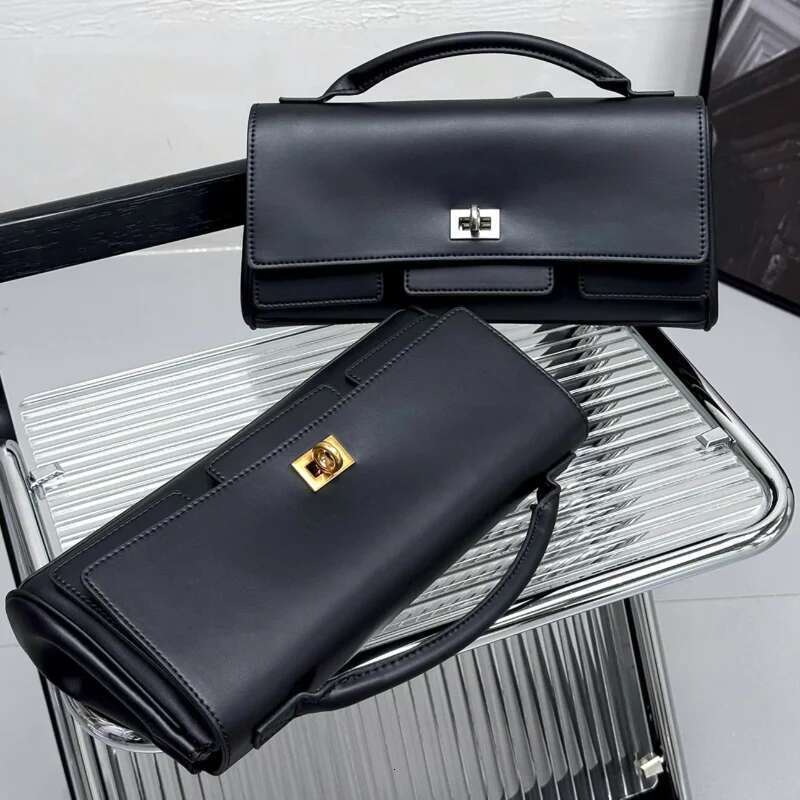 Genuine Leather Lock Clutch Brand Elegant High-end Temperament Retro Motorcycle Versatile Women Square Crossbody Bag