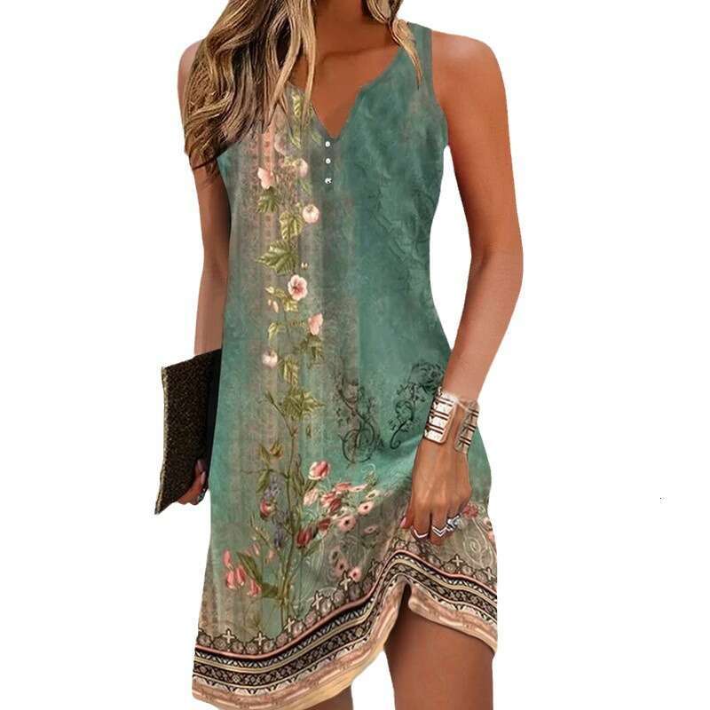Women Clothes Dress Women S Tank Top Dress Fashion Printed Slim Skirt KQ