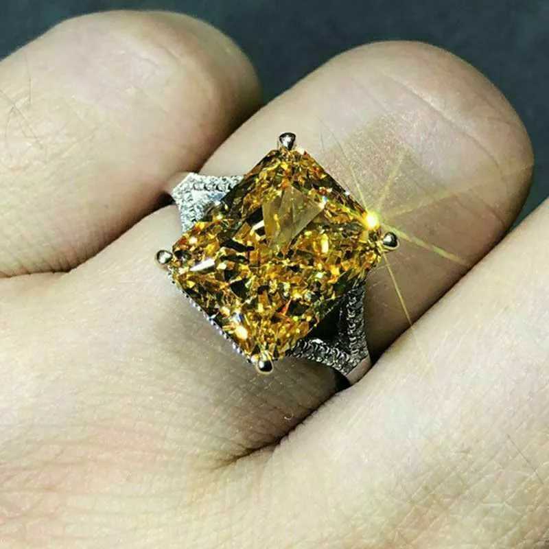 925 Sterling Silver Gorgeous Yellow CZ Rings for Women Engagement Wedding Luxury Las Accories Party Train JewelryXJ250514