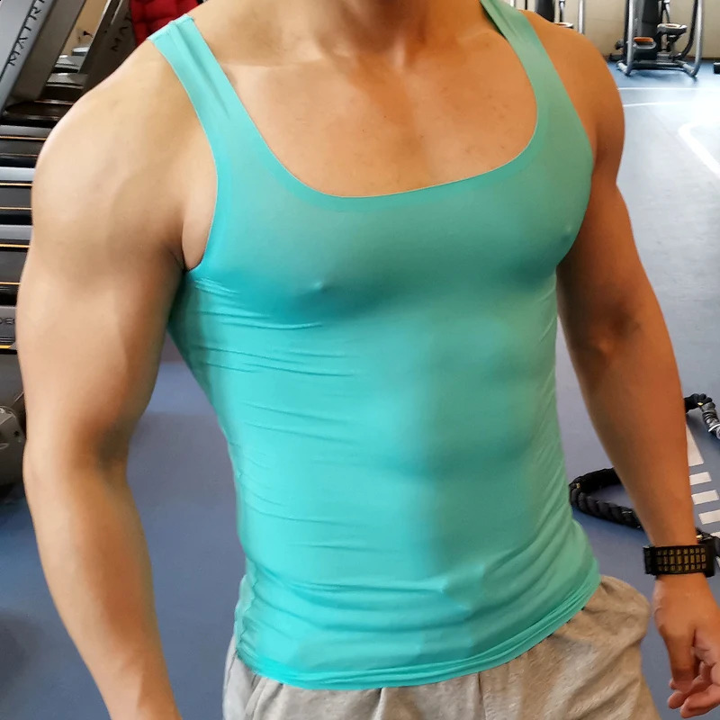 Sexy See Through Fitness Sports Tank Top Mens Fitness Running Training Plus Size T-shirt Top 250513
