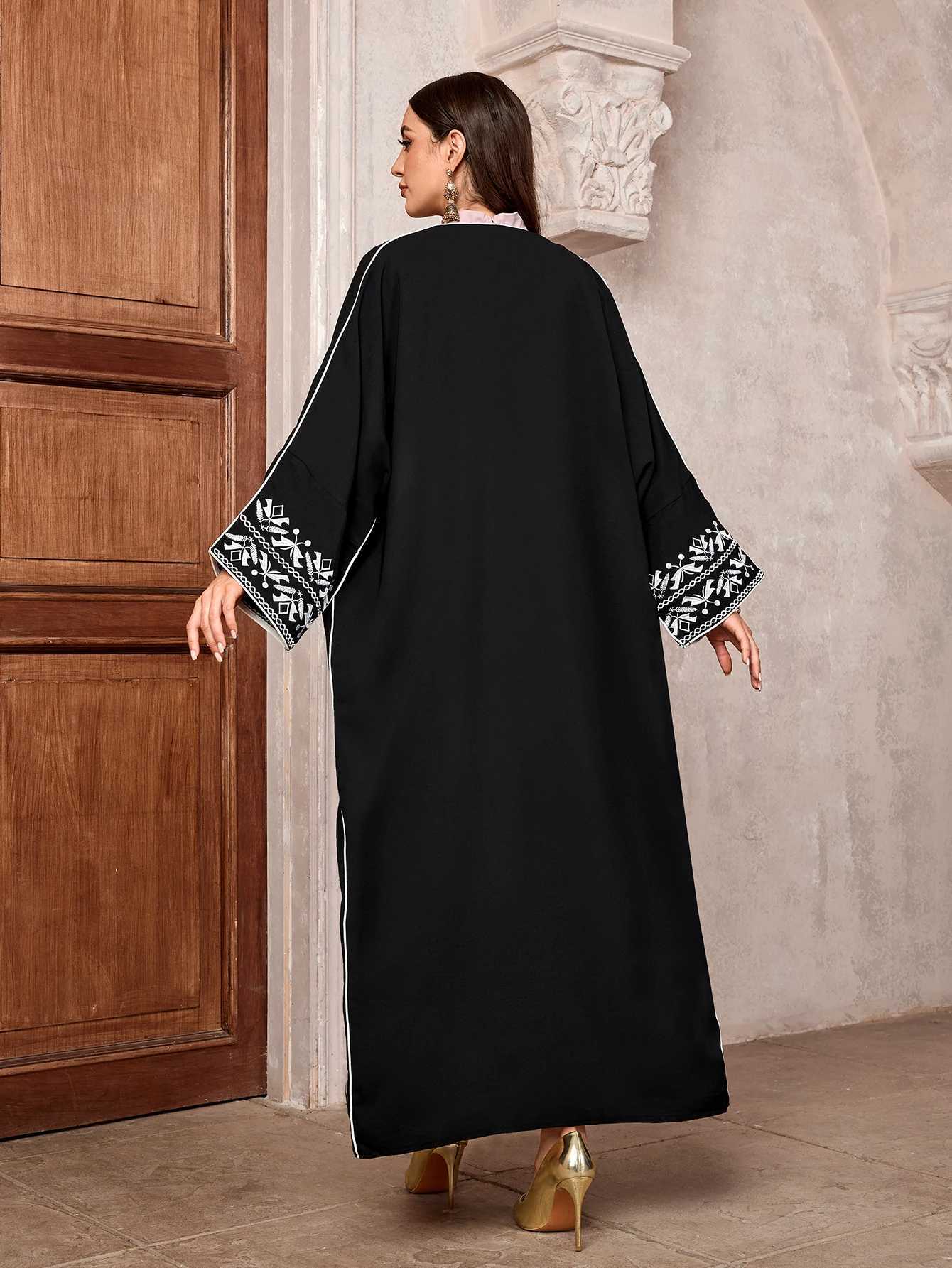 Embroidered Abaya Long Dress Kimono Coat Outwear Women Long Slve Loose Arabic Muslim Dubai Moroccan Caftan for Middle East X250514