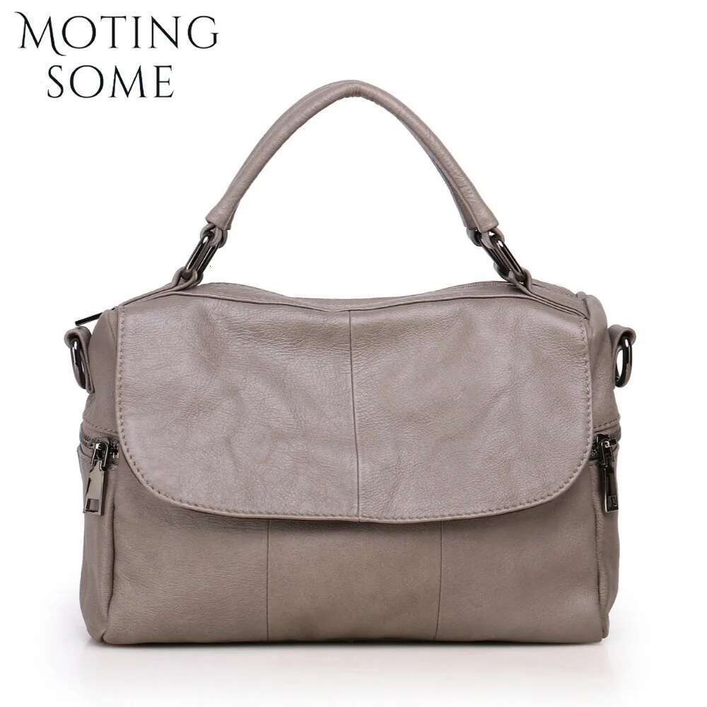 Motingsome Soft Cowhide Messenger Bag Women Leisure Handbag Crossbody Lady Flap Casual Daily Purse Top Handle Tote