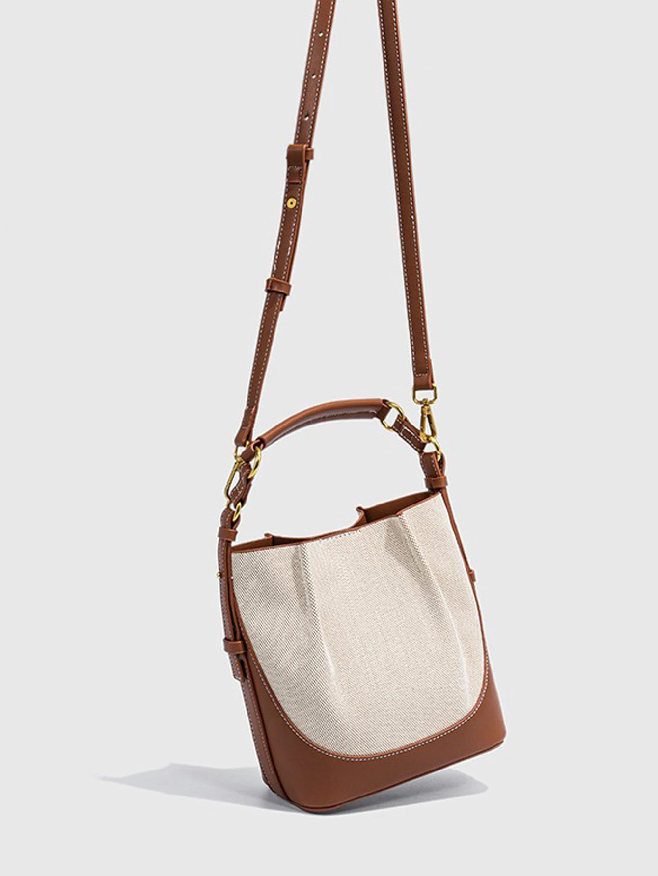 large capacity wide shoulder strap single tote sling bucket bag 250514