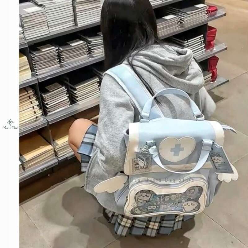 Y2k Cute Clear Ita Women Lolita Backpack Kawaii Girl Shoulder Bag DIY Display Transparent Pocket Japanese Doll Tote Handbags